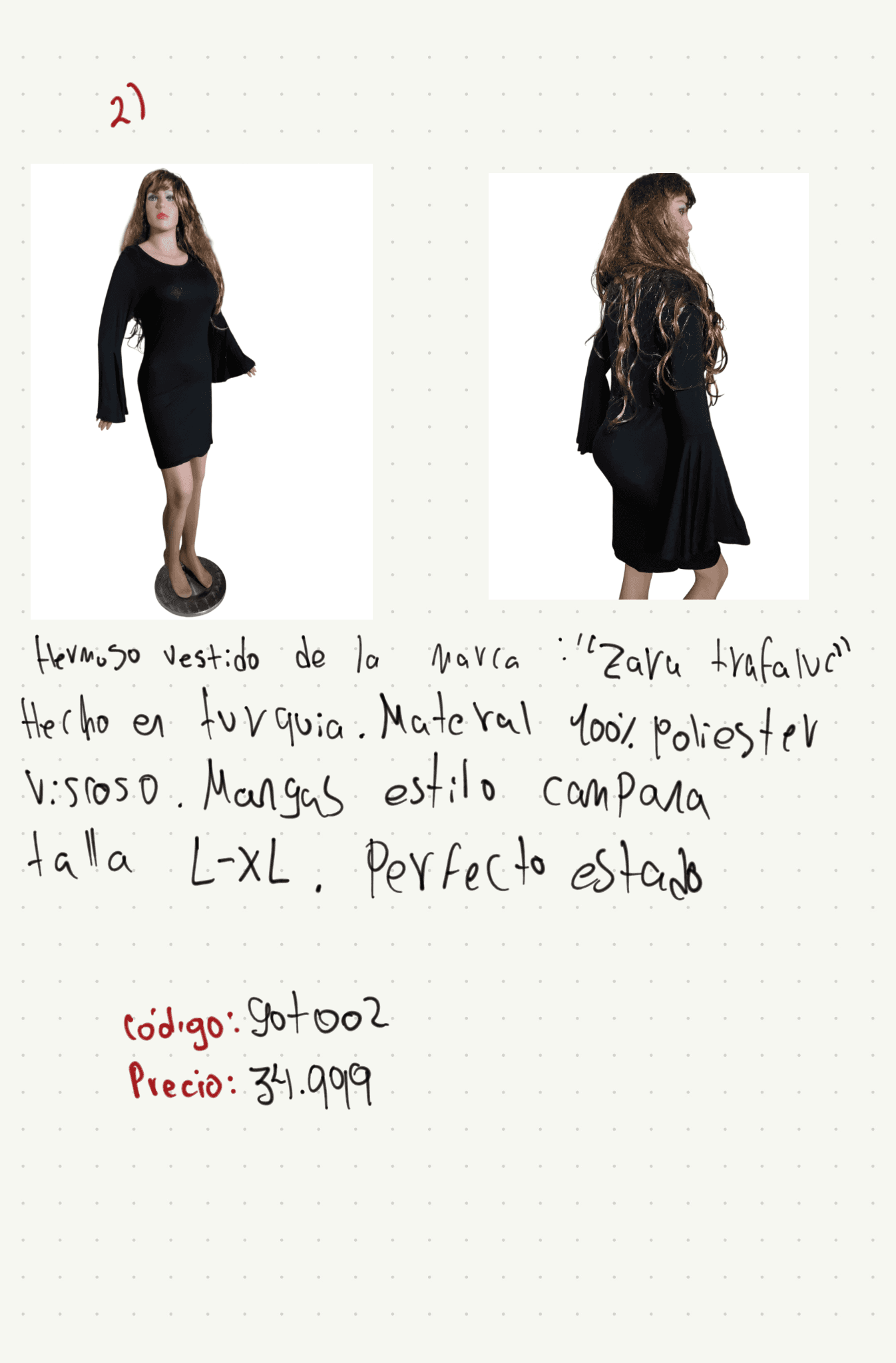 Hermoso vestido negro Zara Trafaluc mangas estilo campana